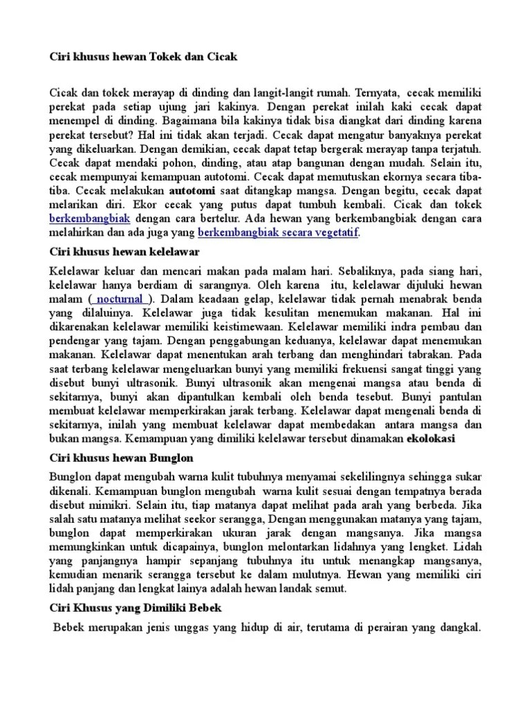 Ciri Khusus Hewan | PDF