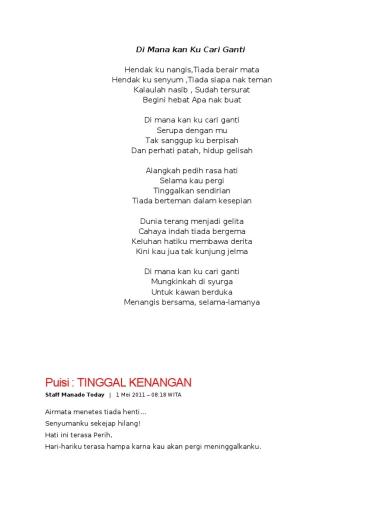 Lirik Lagu Di Mana Kan Ku Cari Ganti | PDF