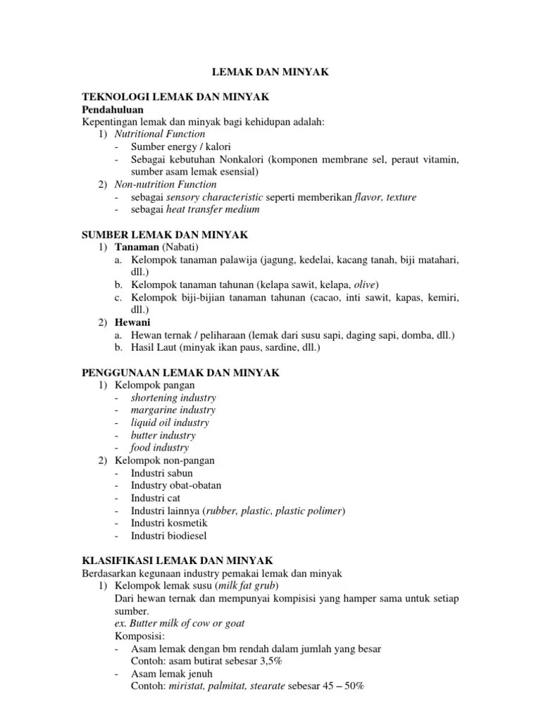 Perbedaan Lemak Dan Minyak | PDF