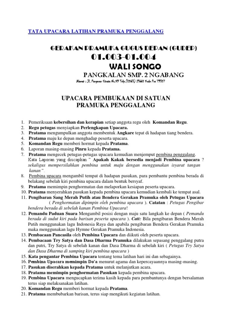 Tata Upacara Latihan Pramuka Penggalang