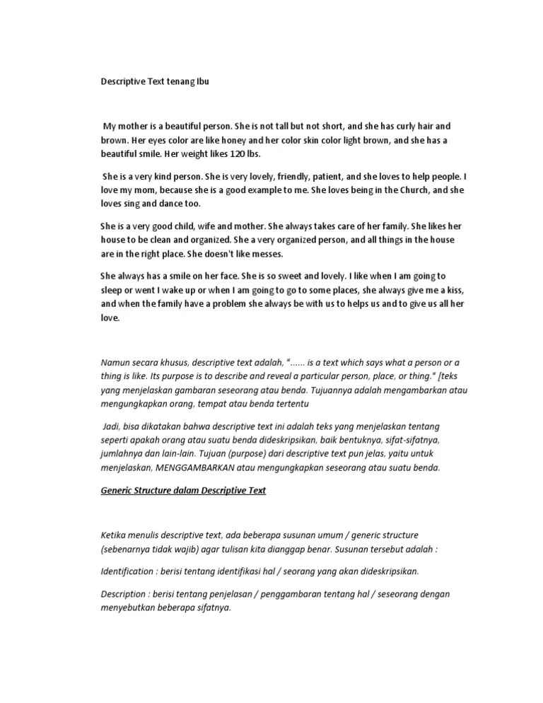 Descriptive Text Tenang Ibu | PDF
