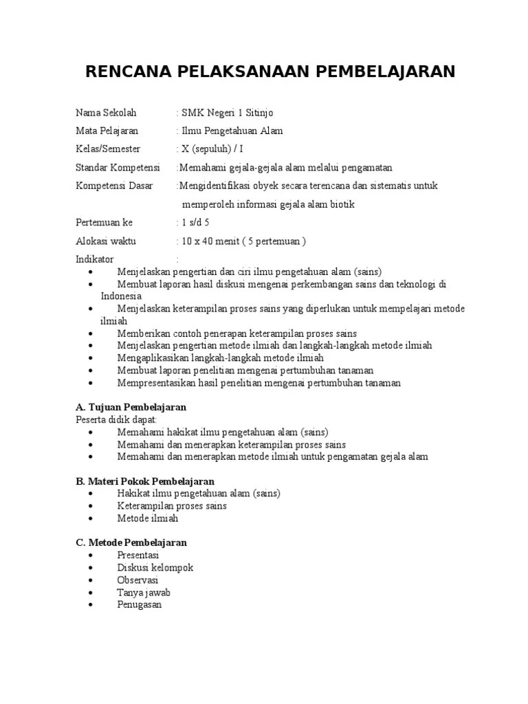 Siswa mempelajari buku ipa smk kelas xi, kompetensi 1 tentang pengertian,. Rpp Ipa Smk Doc Revisi Id