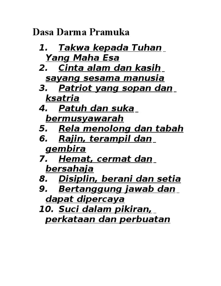 Dasa Darma Pramuka | PDF