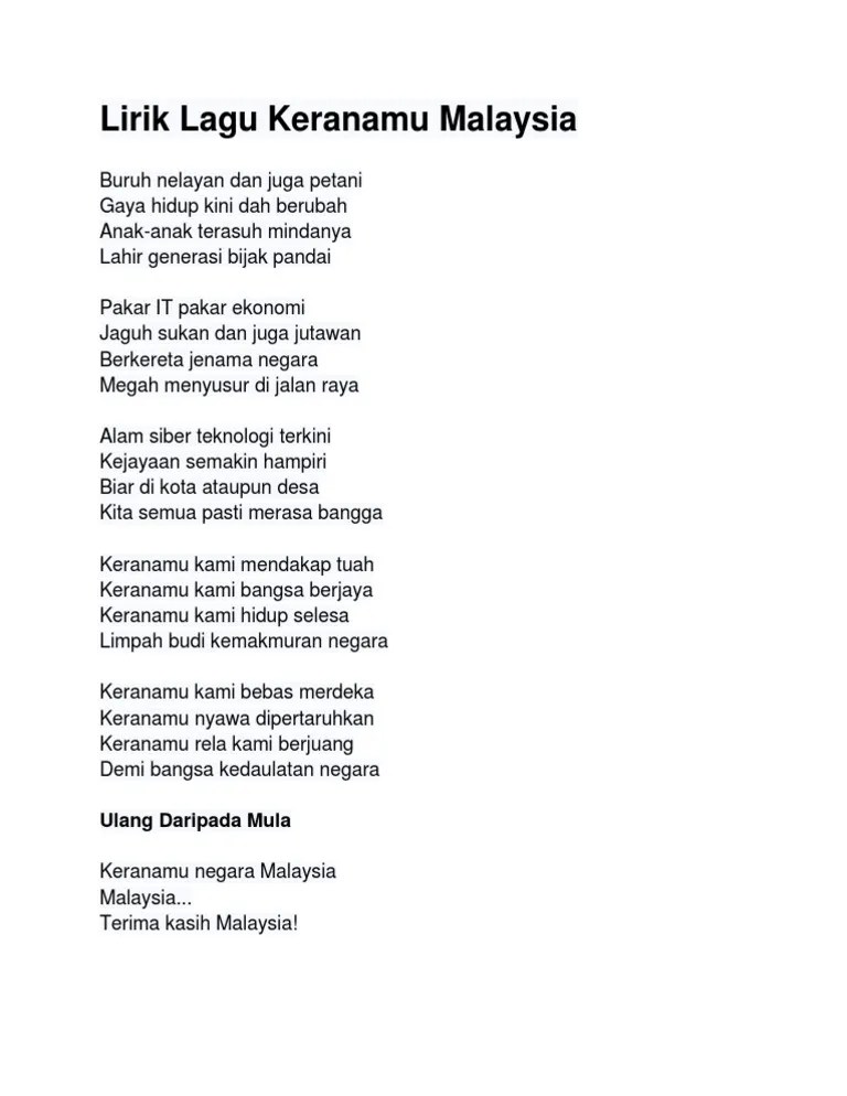 Megah menyusur di jalan raya. Lirik Lagu Keranamu Malaysia Pdf