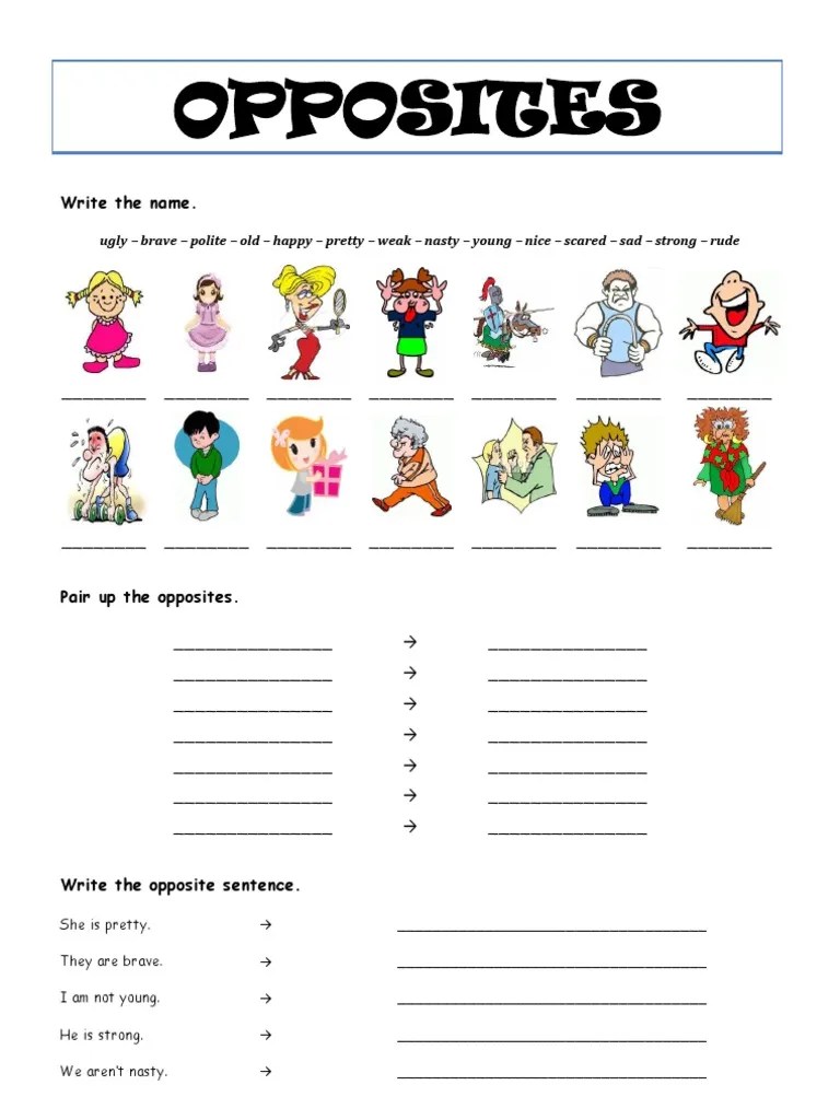 opposites worksheet