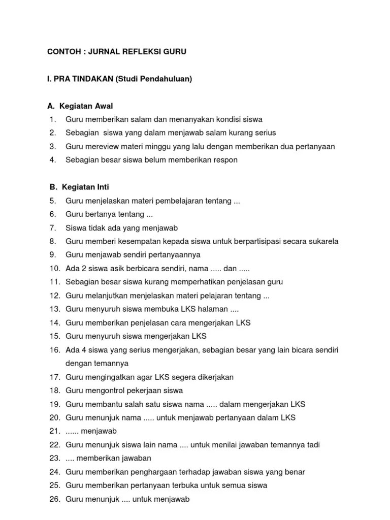 Refleksi selepas menyelesaikan sangat menarik kerana kami tidak menyangka bahawa kami telah melakukannya dengan baik. Contoh Jurnal Refleksi Guru