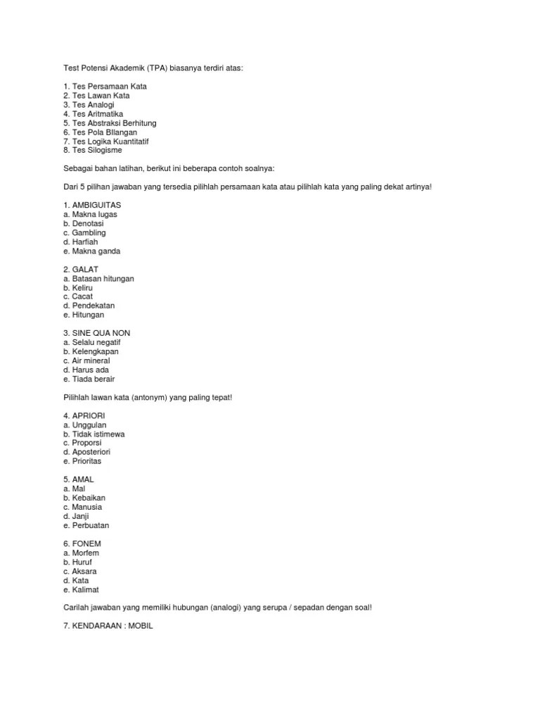 Test Potensi Akademik | PDF