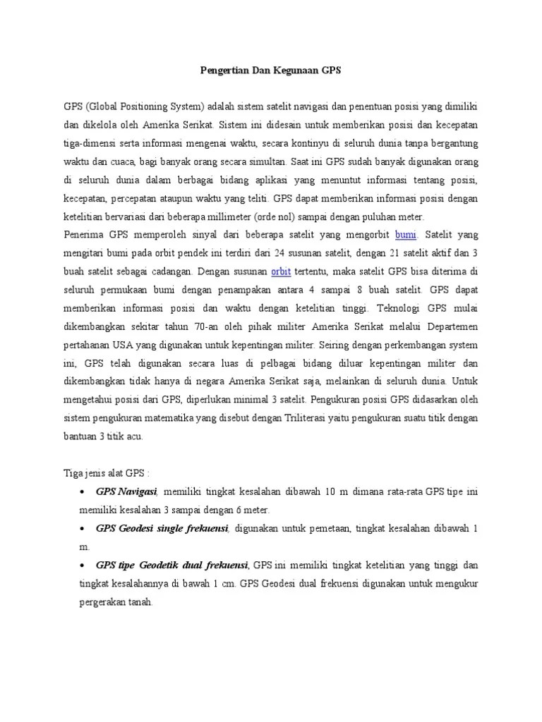 Pengertian Dan Kegunaan GPS | PDF