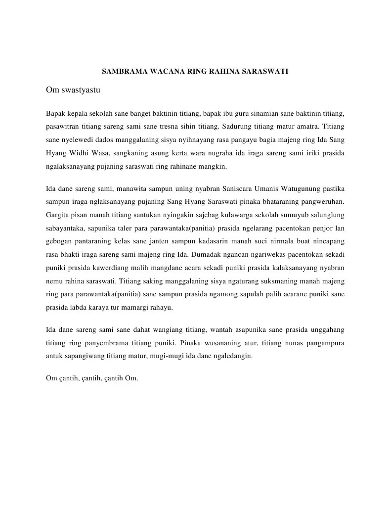 Sambrama Wacana Ring Rahina Saraswati | PDF