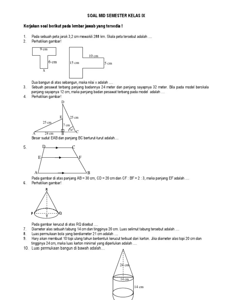 soal ujian bahasa inggris semester 1 2012 2013 7 smp from image.slidesharecdn.com buku sekolah elektronik (bse) matematika smp / mts kelas vii semester i kurikulum 2013. Soal Mid Semester Matematika Kelas Ix Pdf