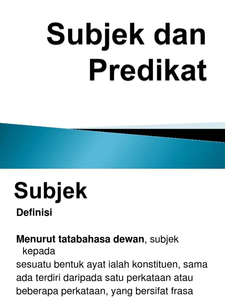 Subjek Dan Predikat | PDF