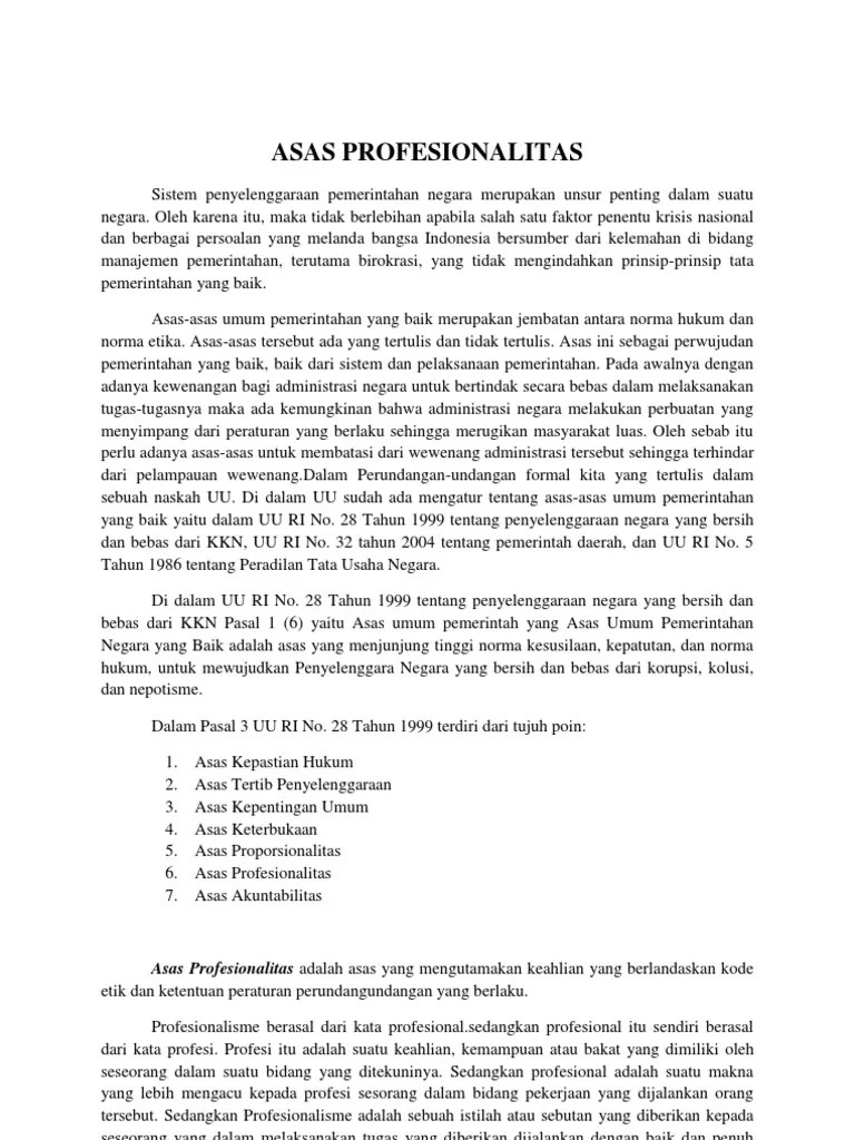 Asas Profesionalitas | PDF