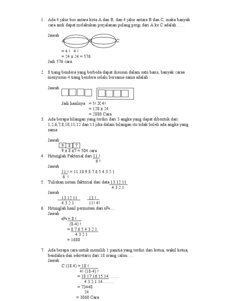 Contoh Soal Notasi Faktorial – Dengan