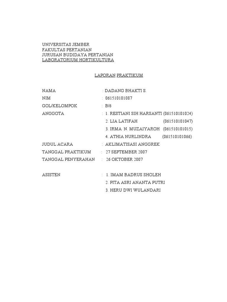 Tujuan penulisan makalah adalah untuk memenuhi tugas pekerjaan. Laporan Anggrek Pdf