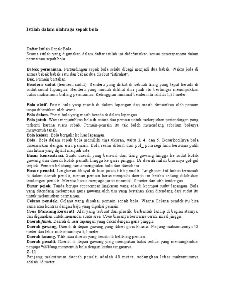 Posted on june 2, 2011 by faturizqi. Istilah Dalam Olahraga Sepak Bola