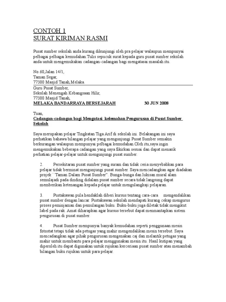 0 ratings0% found this document useful (0 votes). Contoh Karangan Surat Rasmi English - Surat Box