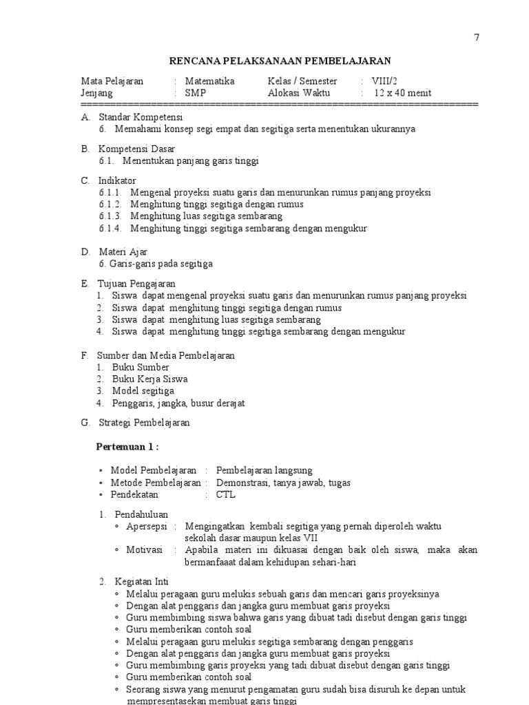 Harapannya perubahan itu menuju kepada perubahan yang lebih baik. Rpp Matematika Smp Kelas Vii Semester 2 Pdf