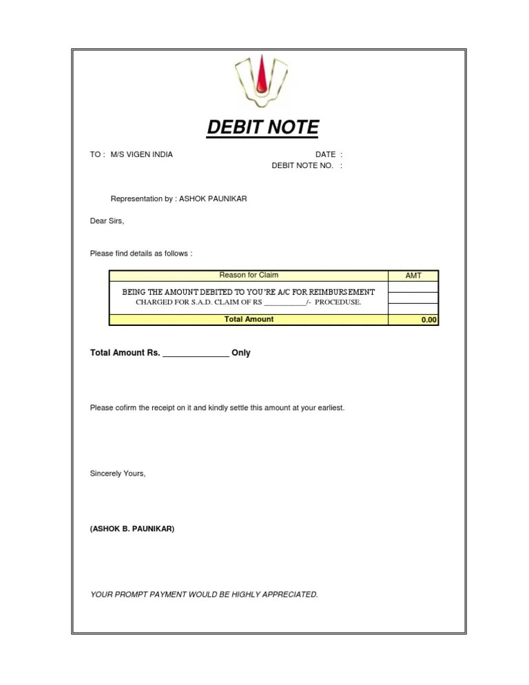 Debit Note 中文格式財政部 Uvyo