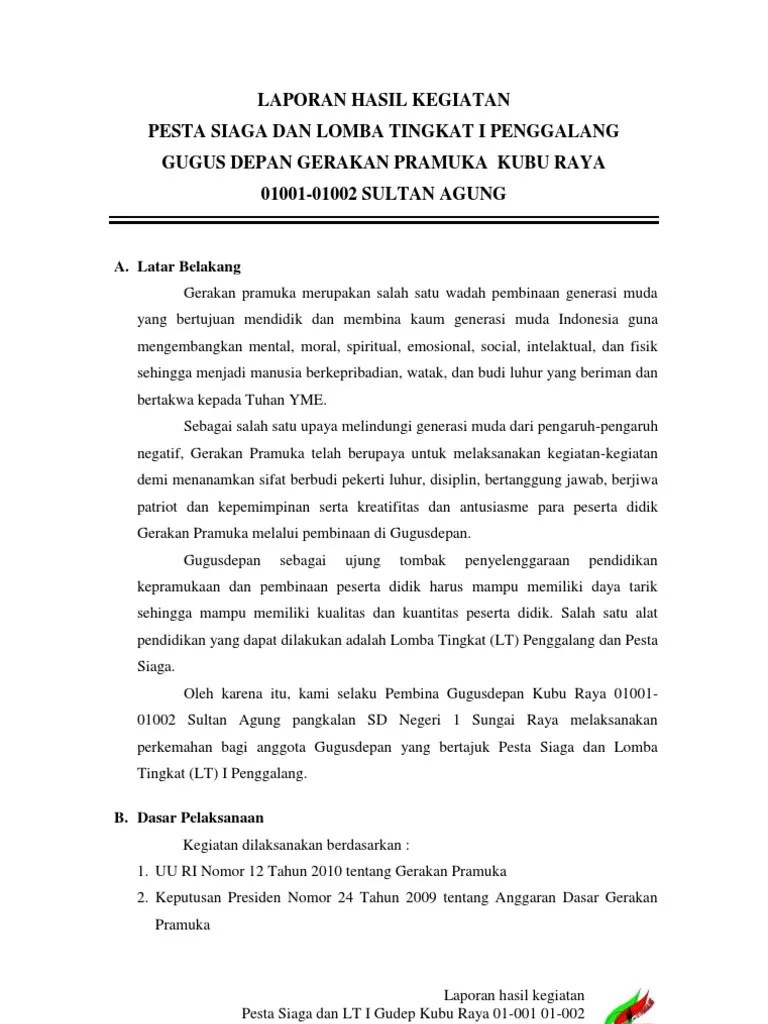 Contoh Laporan Hasil Kegiatan Lomba Pramuka