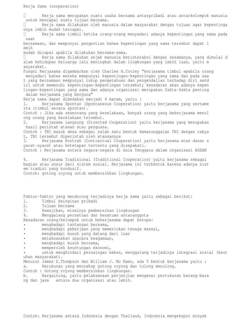 Kerja sama langsung (hasil dari perintah atasan atau penguasa). Sxcj51eeziqozm