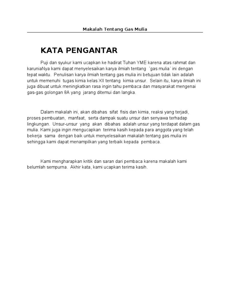 Makalah Kimia Unsur Gas Mulia - Contoh Makalah