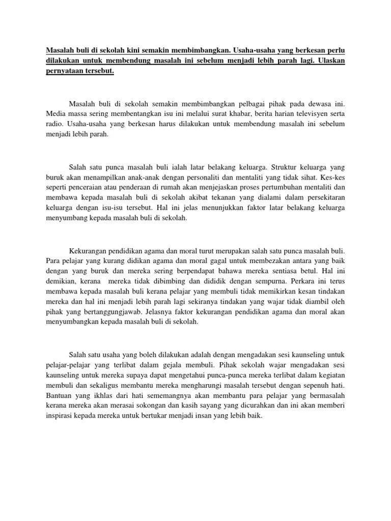 Iniia sepatutnya memberi kita gambaran tentang kesan psikologi yang serius terhadap buli di sepanjang kehidupan orang yang terjejas, menunjukkan penunjuk buruk kesihatan mental dan fizikal dan prestasi kognitif yang lebih buruk berbanding individu yang tidak mengalami gangguan. 84910986 Masalah Buli Di Sekolah