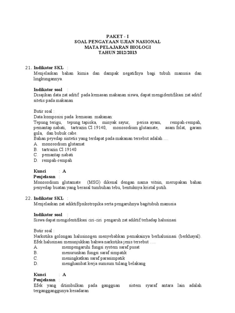 Ipa ilmu pengetahuan alam kelas vi paket a. Paket 1 Soal Ipa Biologi Pdf