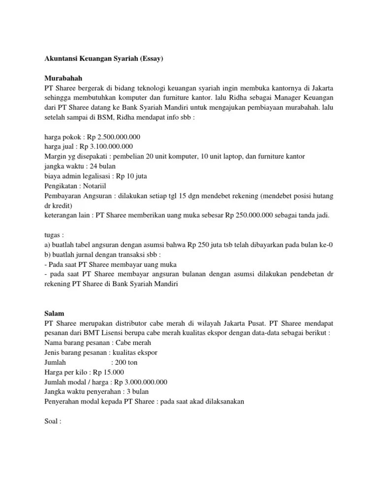 Soal Akuntansi Syariah