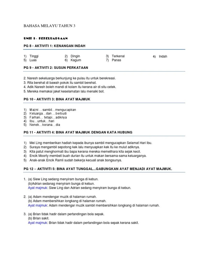 Jawapan buku aktiviti bahasa melayu tahun 3 jilid 2 unit 15. Jawapan Bahasa Melayu Tahun 3 Pdf