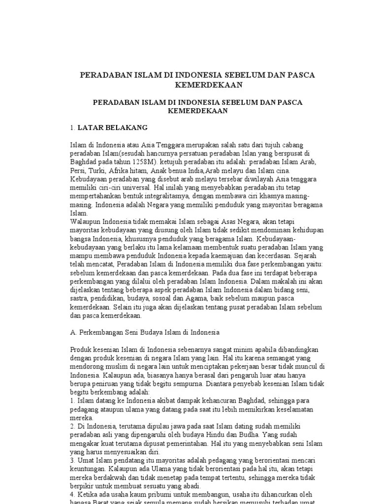 Peradaban Islam Di Indonesia Sebelum Dan Pasca Kemerdekaan | PDF