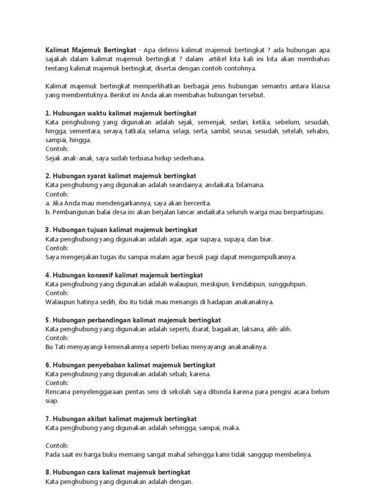 Kalimat Majemuk Bertingkat | PDF