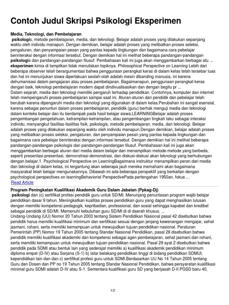 Silahkan anda klik link tentang contoh judul judul skripsi psikologi eksperimen download pdf yang ada di bawah ini. Contoh Judul Penelitian Psikologi Eksperimen
