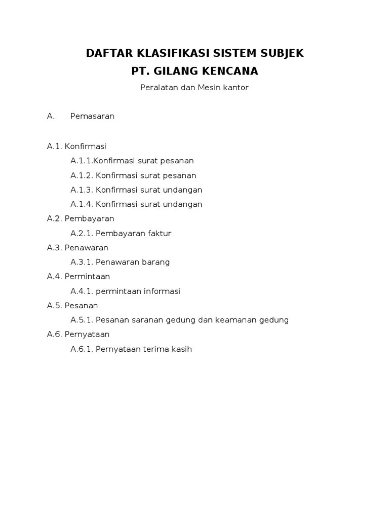Mengelola kas kecil (sistem imprest ) 1. Daftar Klasifikasi Sistem Subjek Pdf