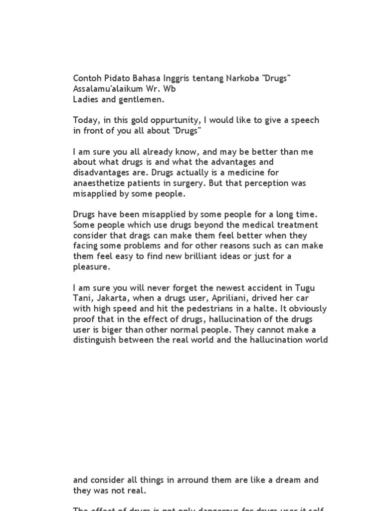 Pidato Bahasa Inggris Singkat Tentang Narkoba Dan Artinya – Belajar