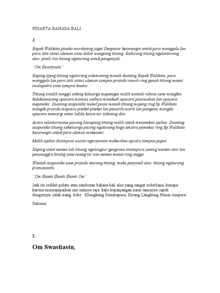 Pidato tentang bahaya narkoba bagi kesehatan. Pidarta Bahasa Bali Tentang Tri Hita Karana Revisi Id