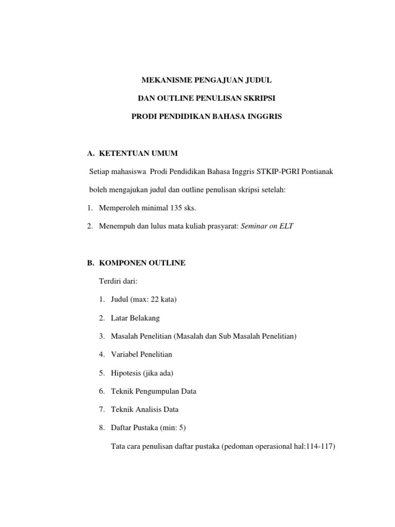 Contoh Outline Skripsi Yang Baik Dan Benar - Kumpulan Berbagai Skripsi