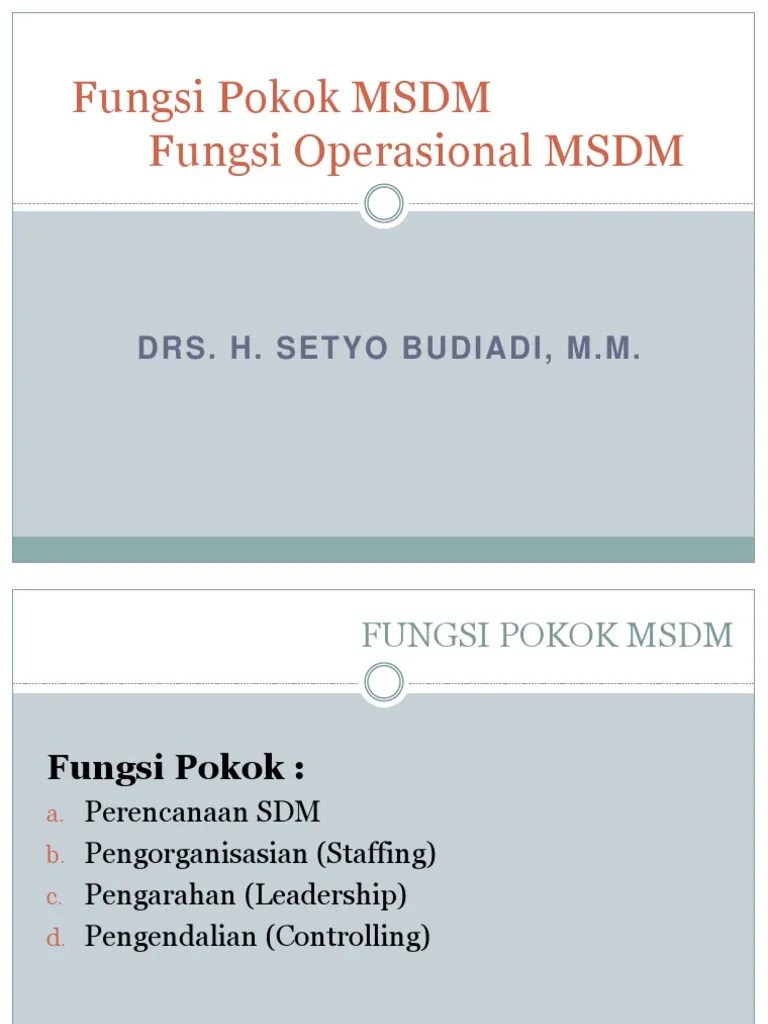 3 Fungsi Pokok MSDM (Manajemen Sumber Daya Manusia) | PDF