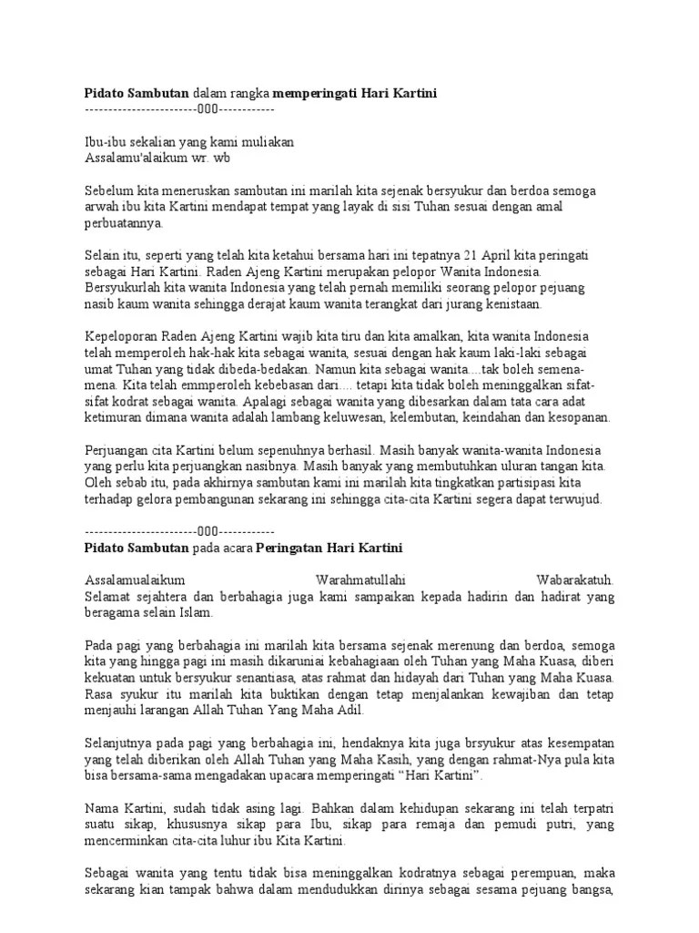 Teks Pidato Memperingati Hari Kartini 2021