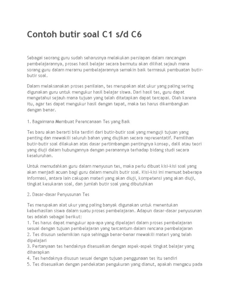 5b biologi mata kuliah : Contoh Soal C1 Sampai C6 Ipa Sd Kelas 6