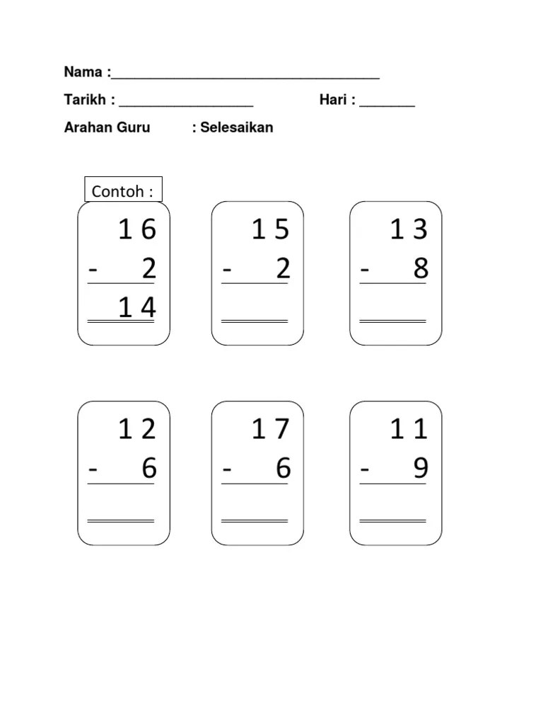 100 soalan matematik ting1 jun. Lembaran Kerja A Pdf