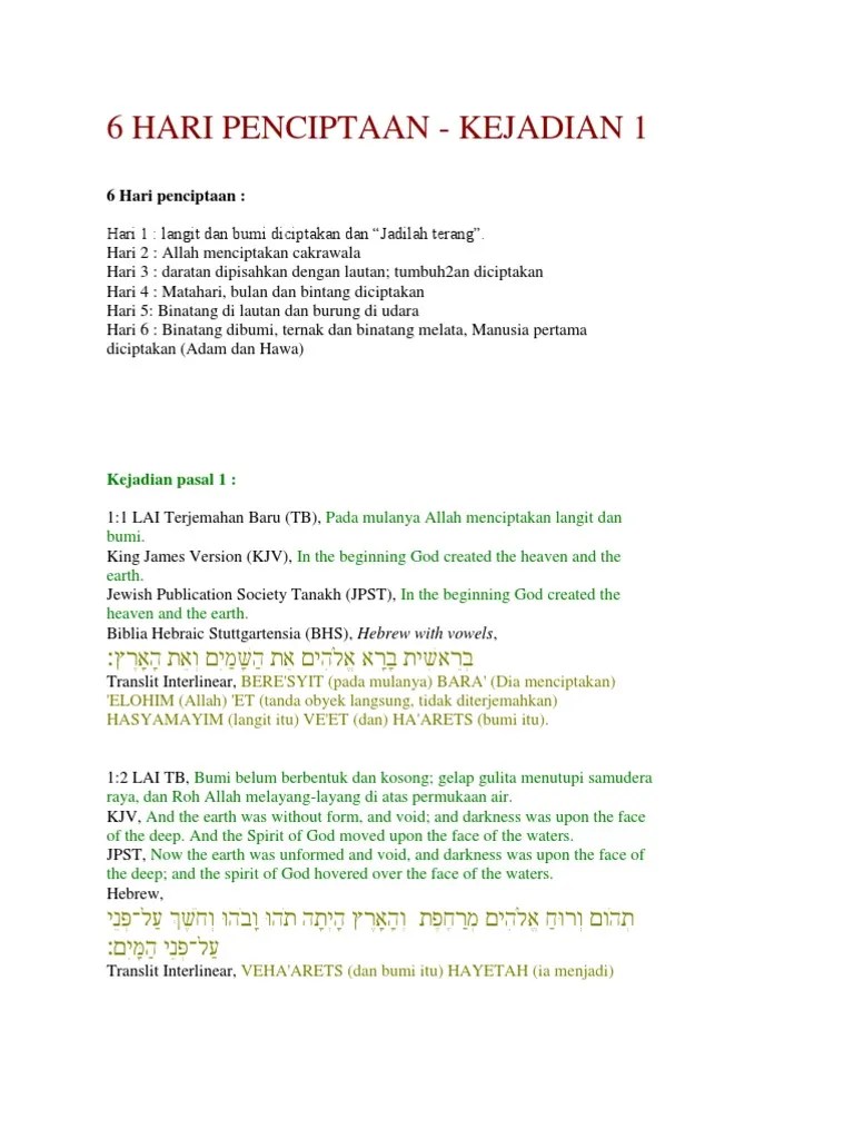 6 Hari Penciptaan | PDF