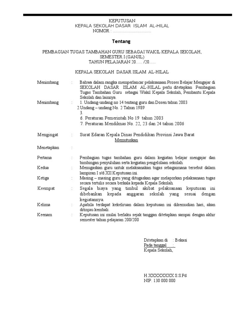 Berikut daftar rincian tugas pokok dan tambahan pendidik dan. Format Tugas Tambahan Pdf