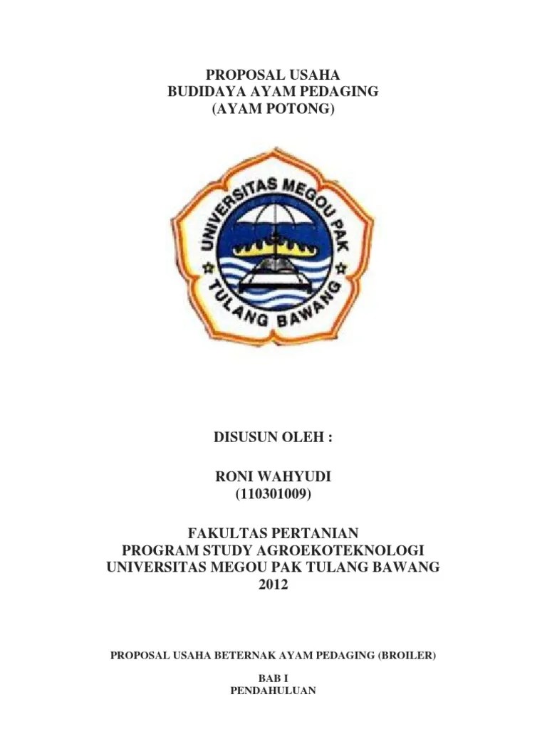 Ini contoh proposal usaha yang baik. Proposal Ayam Potong Pdf