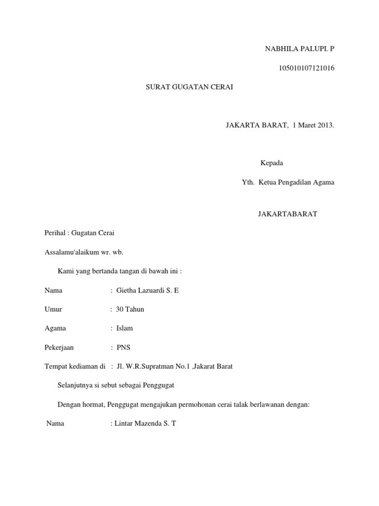 Biaya ini ada yang harus dibayar di muka, dan ada biaya yang perlu dibayar setelah persidangan berakhir. Surat Gugatan Cerai Prakper Pdf
