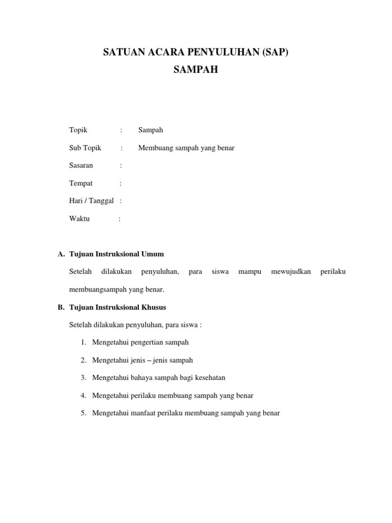 Satuan Acara Penyuluhan Sampah | PDF