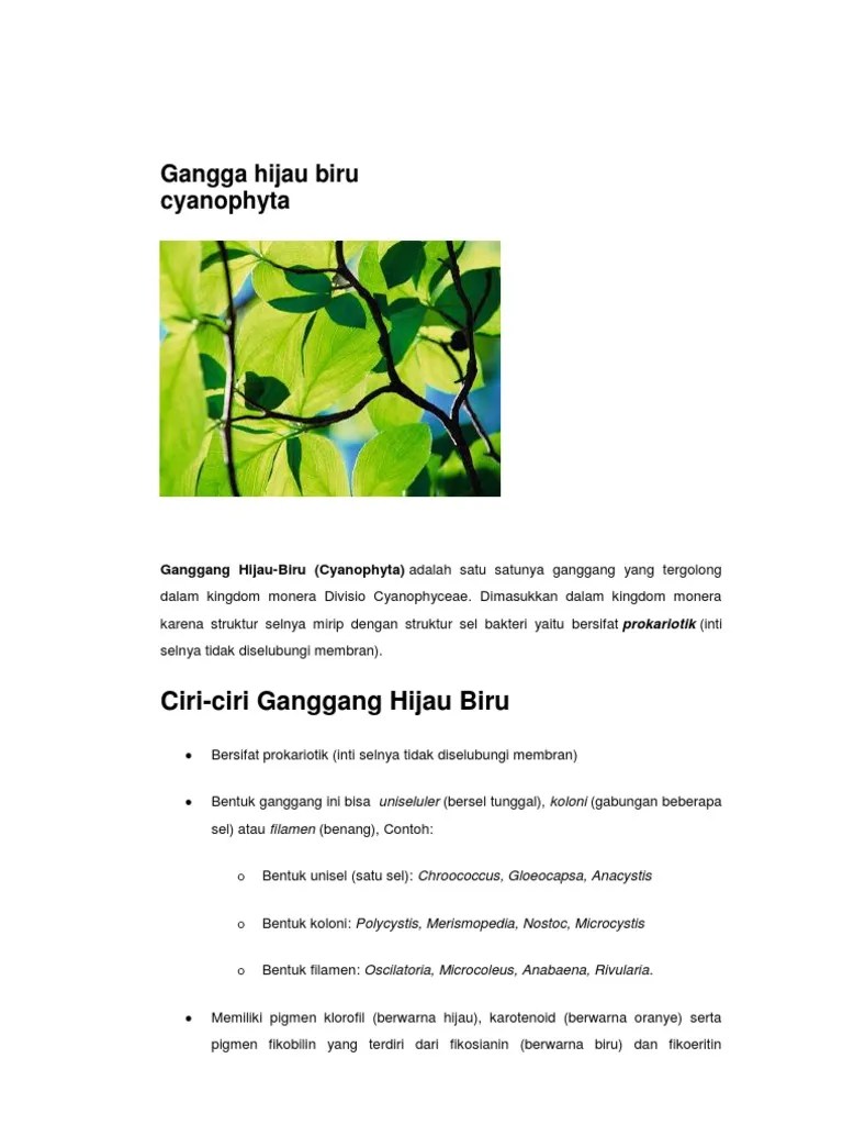 Contoh spesies ini yaitu : Makalah Gangga Hijau Biru Pdf