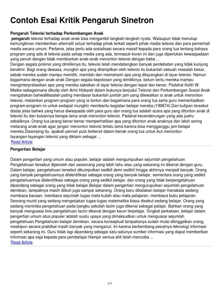 Contoh Kritik Dan Esai Cerpen – Lakaran