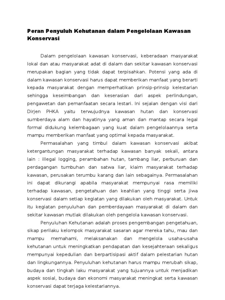 Peran Penyuluh Kehutanan Dalam Pengelolaan Kawasan Konservasi v.1.0 | PDF