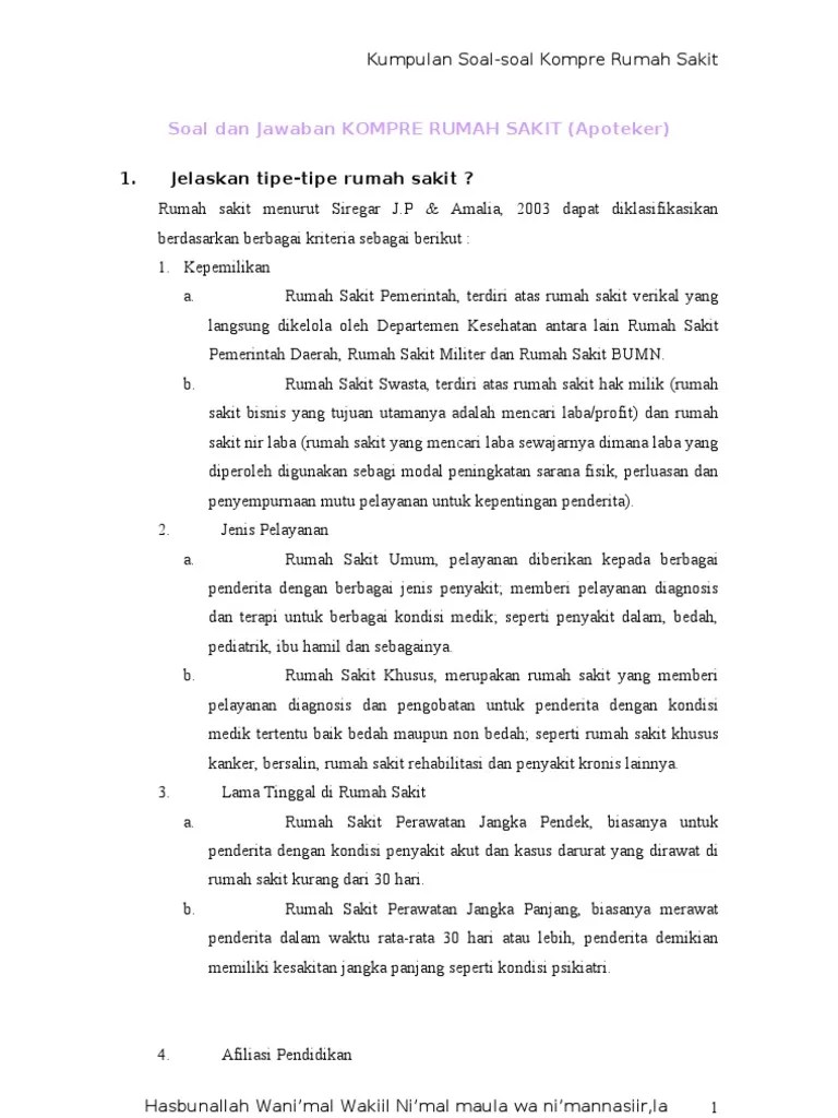 Soal Soal Masuk Apoteker Beserta Jawabannya