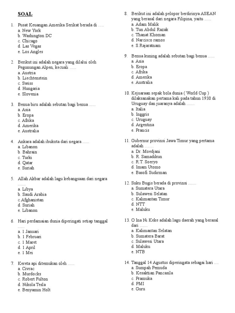 Soal Pengetahuan Umum | PDF